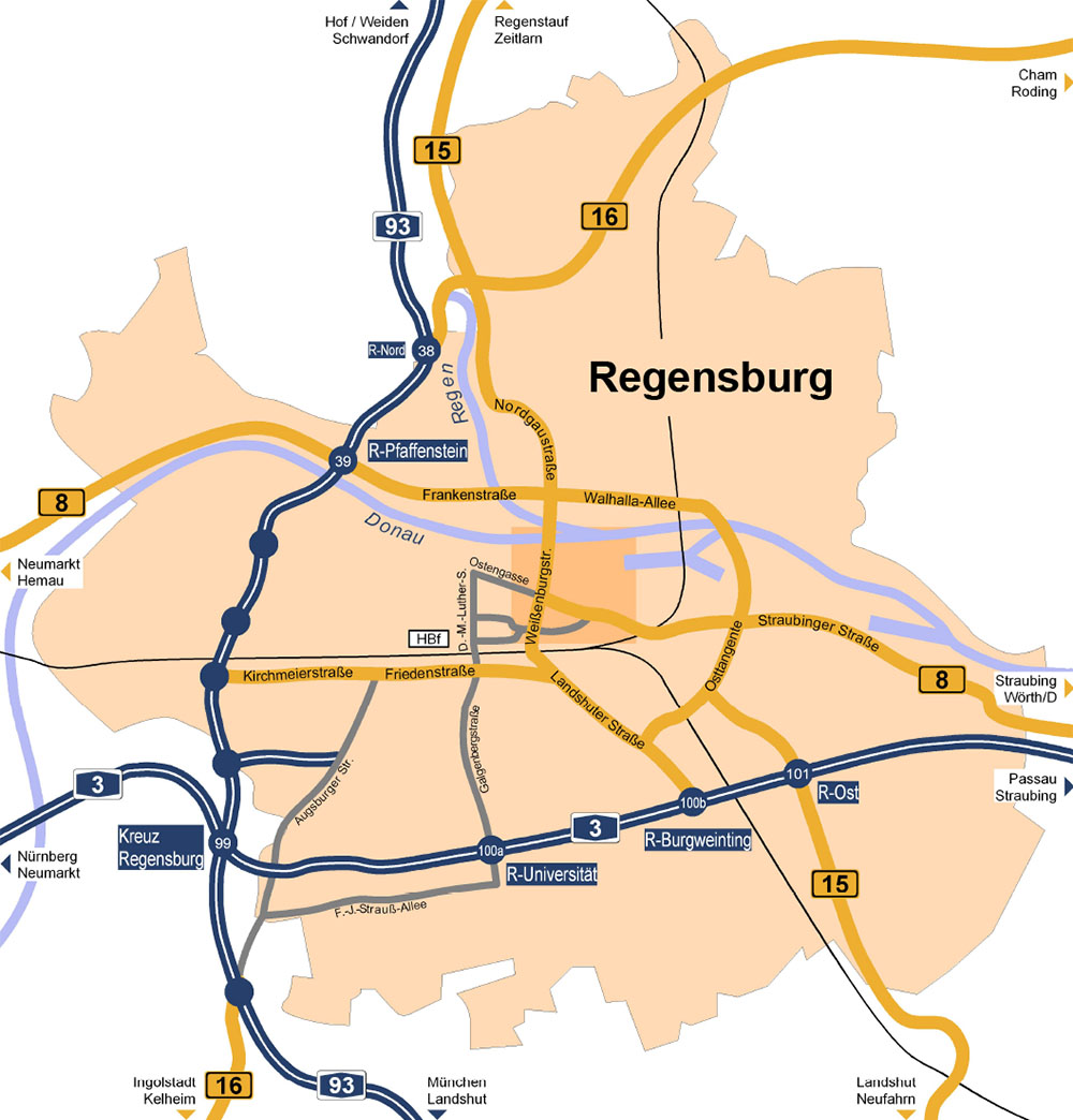 Anfahrt zu ZS-Handling in Regensburg über die Autobahn